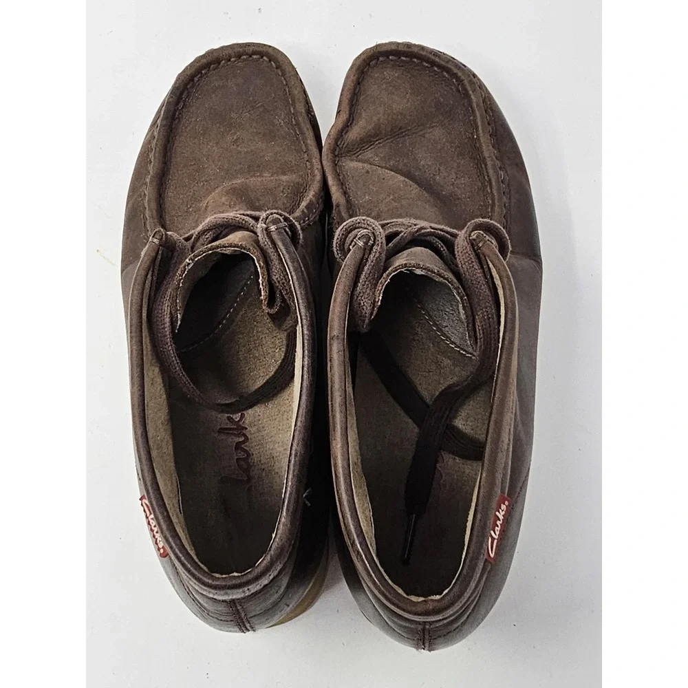 Clarks Shoes Mens Size 9 Brown Leather Moccasin Chukka Crepe Sole Casual